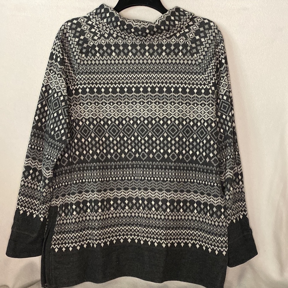 Gray Patterned Cowl Neck Sweater - image 6